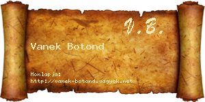 Vanek Botond névjegykártya